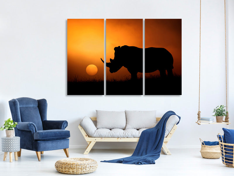 3-piece-canvas-print-rhino-sunrise