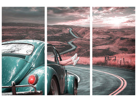 3-piece-canvas-print-on-the-road-with-the-classic-car