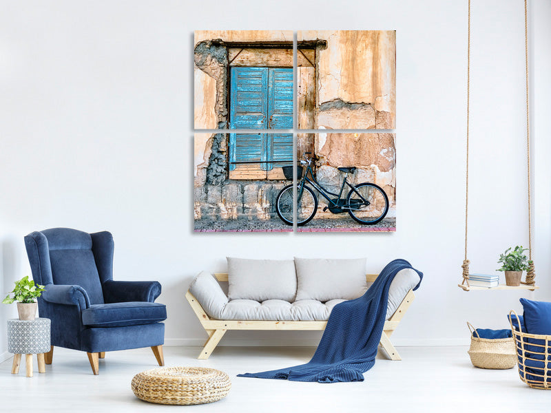 4-piece-canvas-print-old-window-and-bicycle