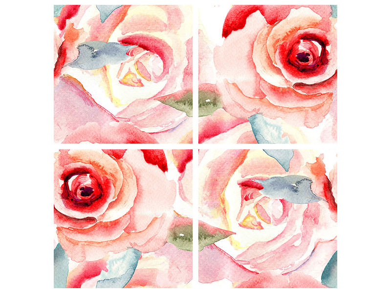 4-piece-canvas-print-painting-rose