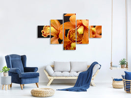 5-piece-canvas-print-orchids-with-orange-flowers