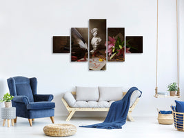 5-piece-canvas-print-still-life-with-lily-and-bust