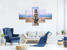 5-piece-canvas-print-stone-pile-on-the-beach