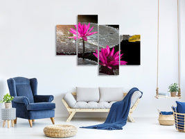 modern-4-piece-canvas-print-water-lily-in-the-morning-dew