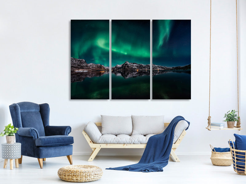 3-piece-canvas-print-lofoten-aurora-reflection