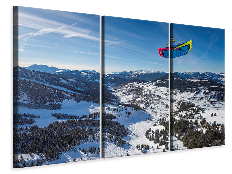 3-piece-canvas-print-michael-regnier-speedriding-in-la-clusaz