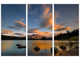 3-piece-canvas-print-two-jack-lake-sunset