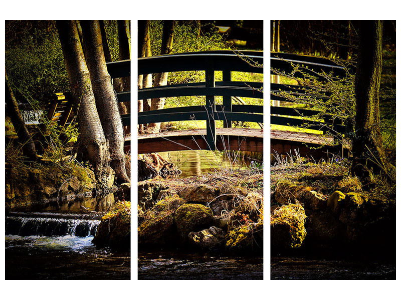 3-piece-canvas-print-wooden-bridge-in-the-forest