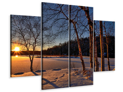 4-piece-canvas-print-birches-in-the-sunset