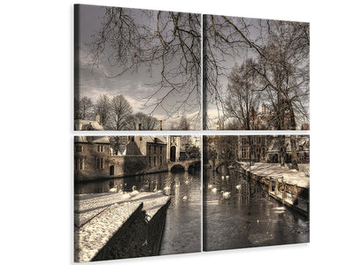 4-piece-canvas-print-bruges-in-christmas-dress