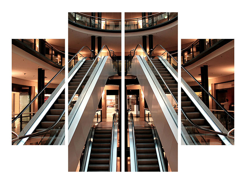4-piece-canvas-print-escalator-in-shopping-mall