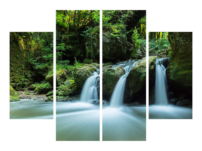 4-piece-canvas-print-falling-water-in-the-wood