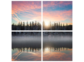4-piece-canvas-print-small-lake-in-the-forest