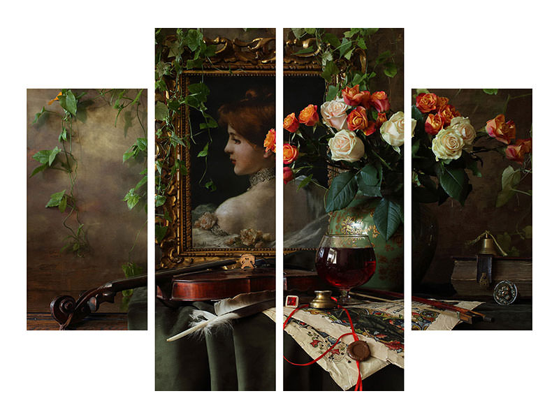 4-piece-canvas-print-still-life-with-violin-and-flowers-ii