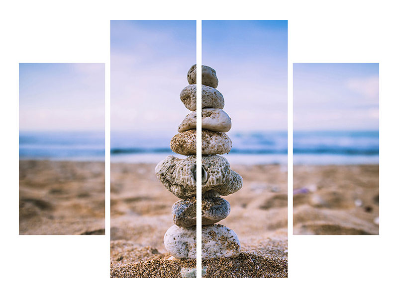 4-piece-canvas-print-stone-pile-on-the-beach