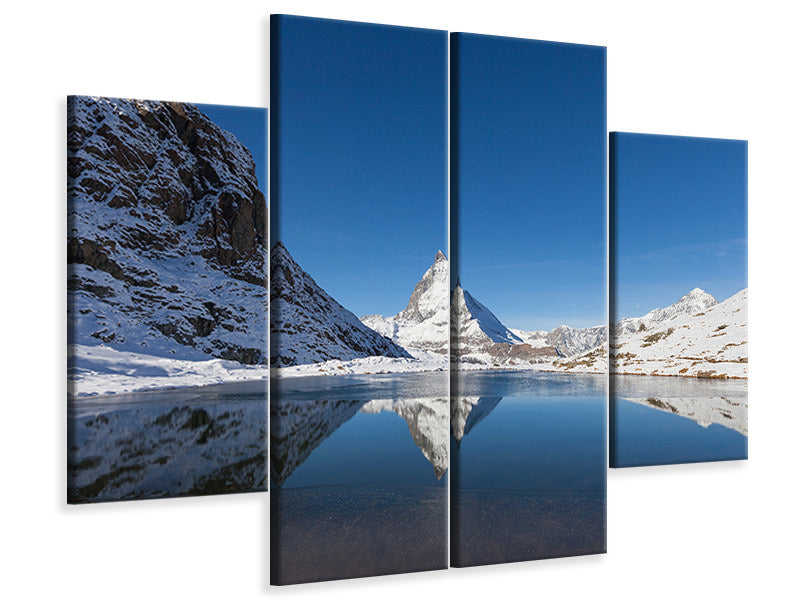 4-piece-canvas-print-the-riffelsee-on-matterhorn