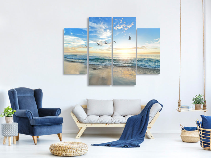 4-piece-canvas-print-the-seagulls-and-the-sea-at-sunrise