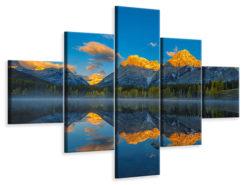 5-piece-canvas-print-a-perfect-morning-in-canadian-rockies