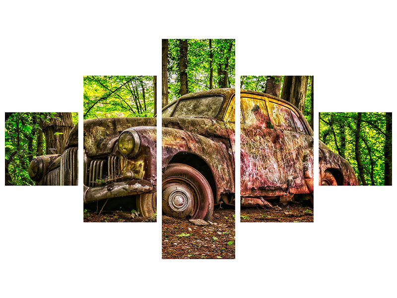 5-piece-canvas-print-abandoned-classic-car