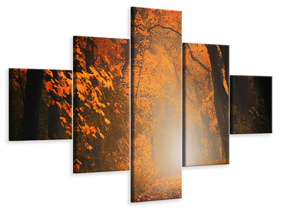5-piece-canvas-print-autumn-light-in-the-forest
