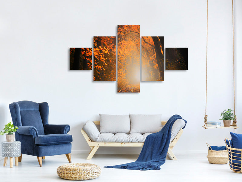 5-piece-canvas-print-autumn-light-in-the-forest