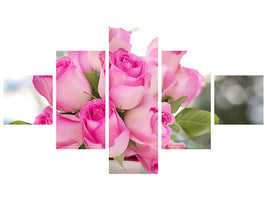 5-piece-canvas-print-bouquet-of-roses-in-pink