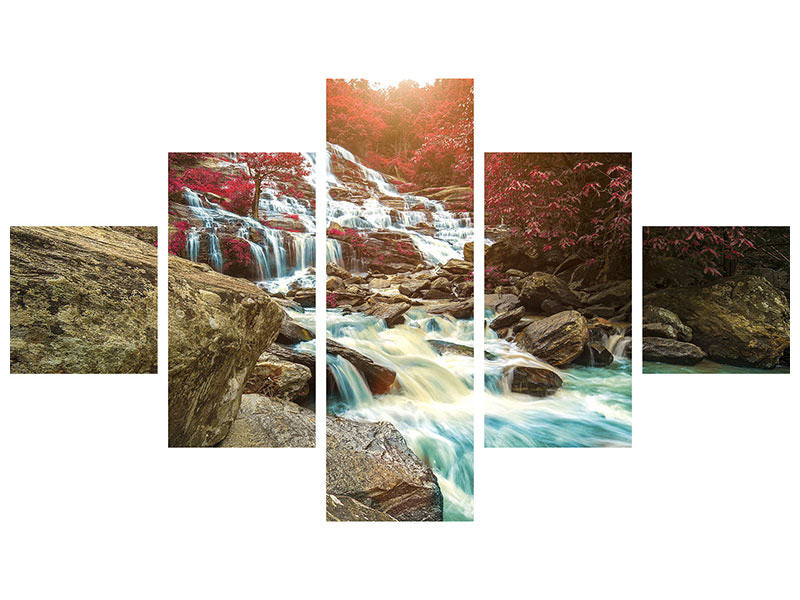 5-piece-canvas-print-exotic-waterfall