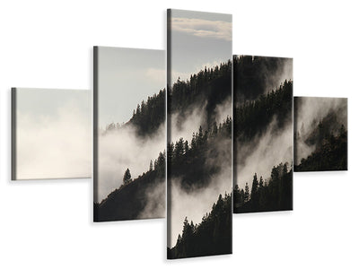 5-piece-canvas-print-fog-in-the-woods