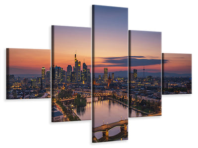 5-piece-canvas-print-frankfurt-skyline-at-sunset