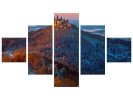5-piece-canvas-print-hohenzollern-in-winter-mood