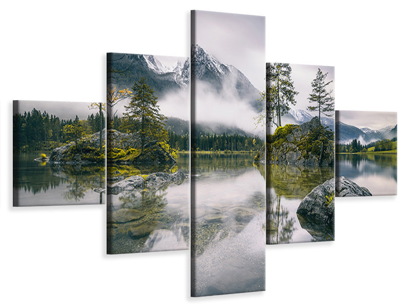 5-piece-canvas-print-rainy-morning-at-hintersee