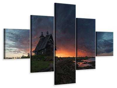5-piece-canvas-print-the-old-church-on-the-coast-of-white-sea