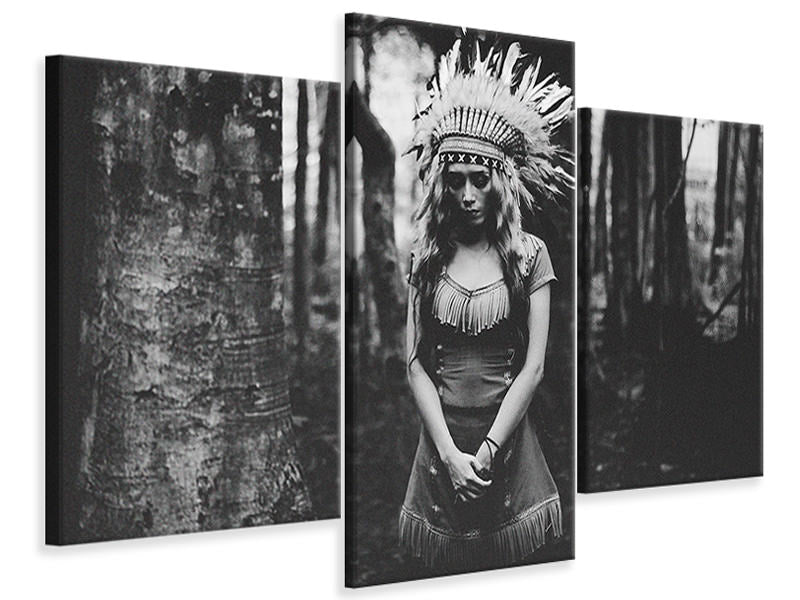 modern-3-piece-canvas-print-black-and-white-mood-in-the-forest