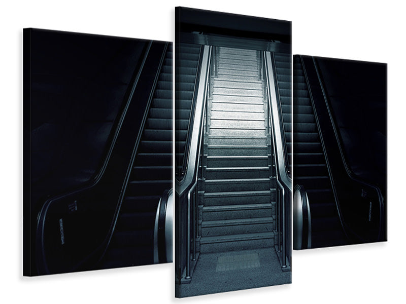 modern-3-piece-canvas-print-escalator-in-the-dark