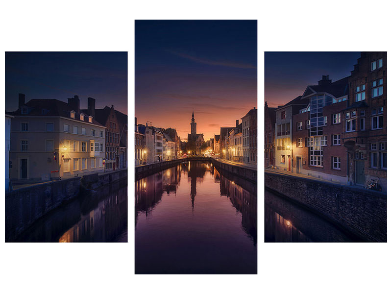 modern-3-piece-canvas-print-sunset-in-brugge