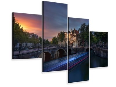 modern-4-piece-canvas-print-amsterdam-sunset