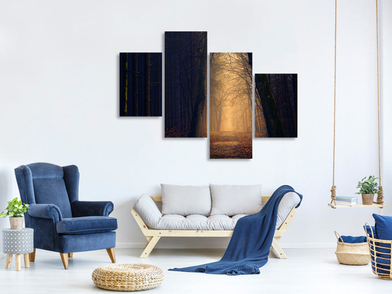 modern-4-piece-canvas-print-evening-mood-in-the-forest