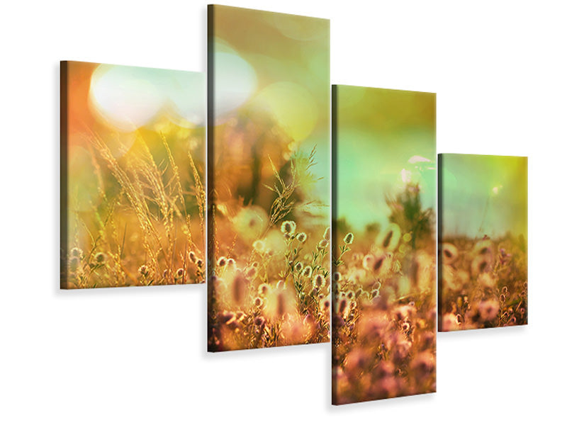 modern-4-piece-canvas-print-flower-meadow-at-twilight