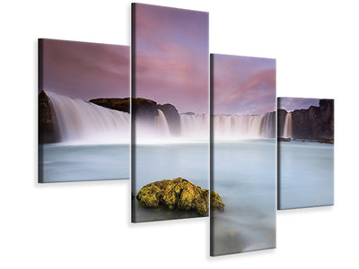 modern-4-piece-canvas-print-godafoss-and-the-moon