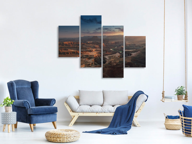 modern-4-piece-canvas-print-green-river