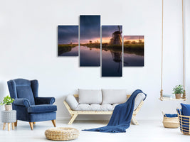 modern-4-piece-canvas-print-kinderdijk-windmills