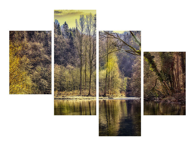 modern-4-piece-canvas-print-lake-in-the-forest