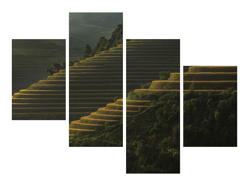 modern-4-piece-canvas-print-landing-fields-at-sunrise-beautiful-golden-light-shines