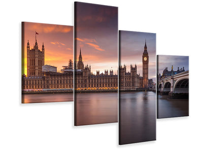 modern-4-piece-canvas-print-london-palace-of-westminster-sunset