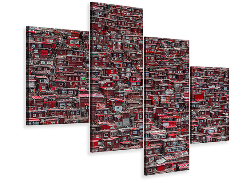 modern-4-piece-canvas-print-red-houses