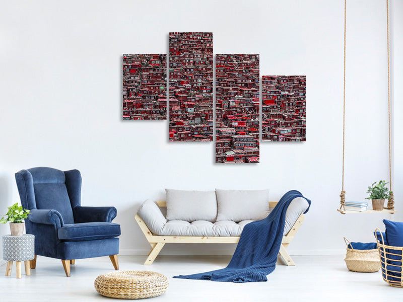 modern-4-piece-canvas-print-red-houses