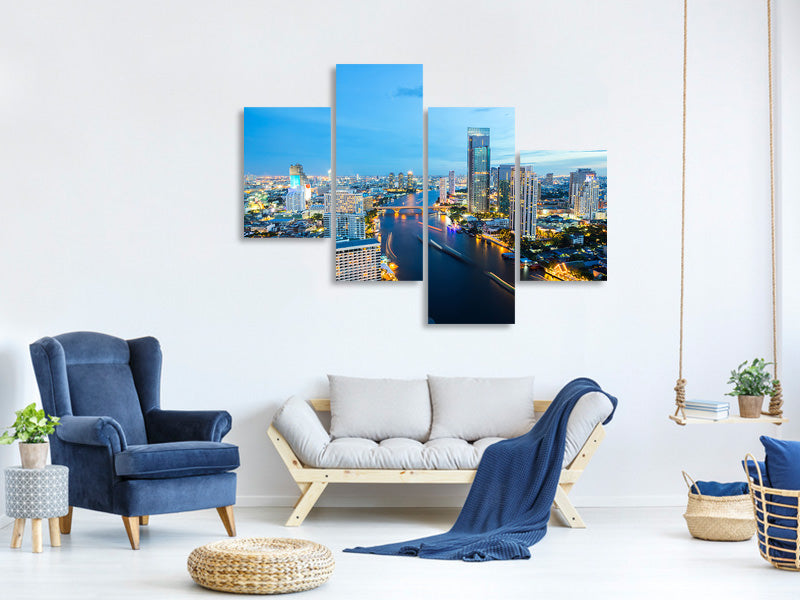 modern-4-piece-canvas-print-skyline-bangkok-at-dusk